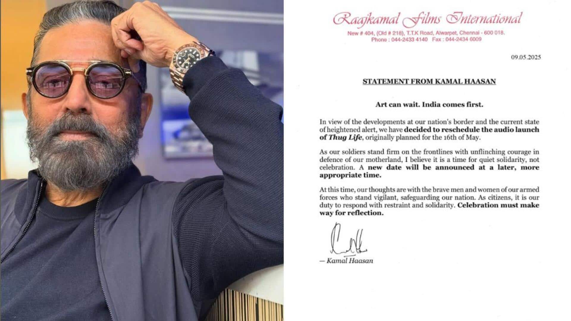 Kamal Haasan postpones 'Thug Life' audio launch amid India-Pakistan tensions